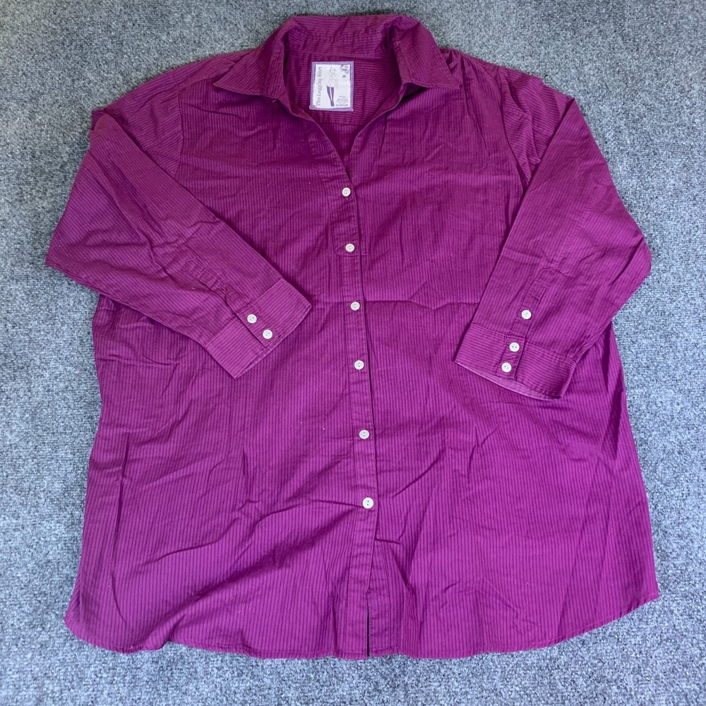 Avenue The Legging Shirt Dress Womens 30/32 Purple Striped Cotton Button Front